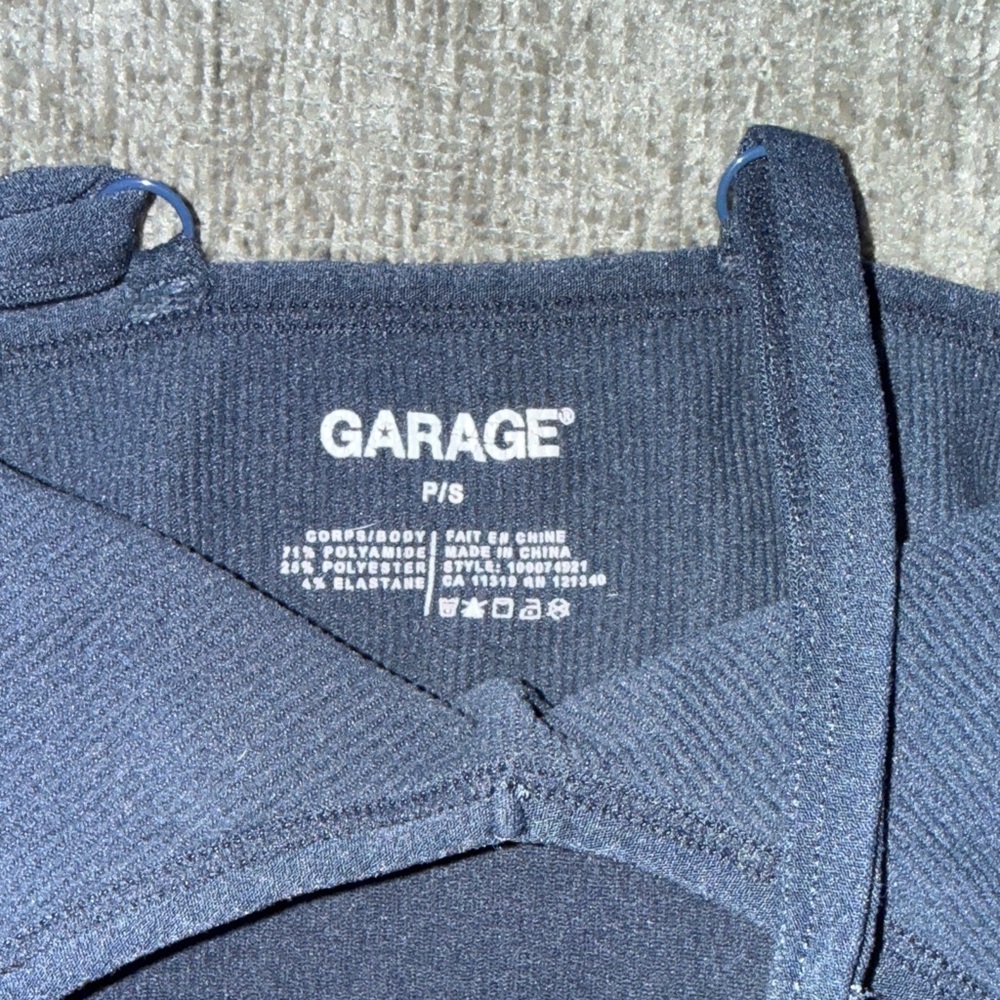 Garage Deep Blue Ribbed Sports Bra - Picture 2 of 3